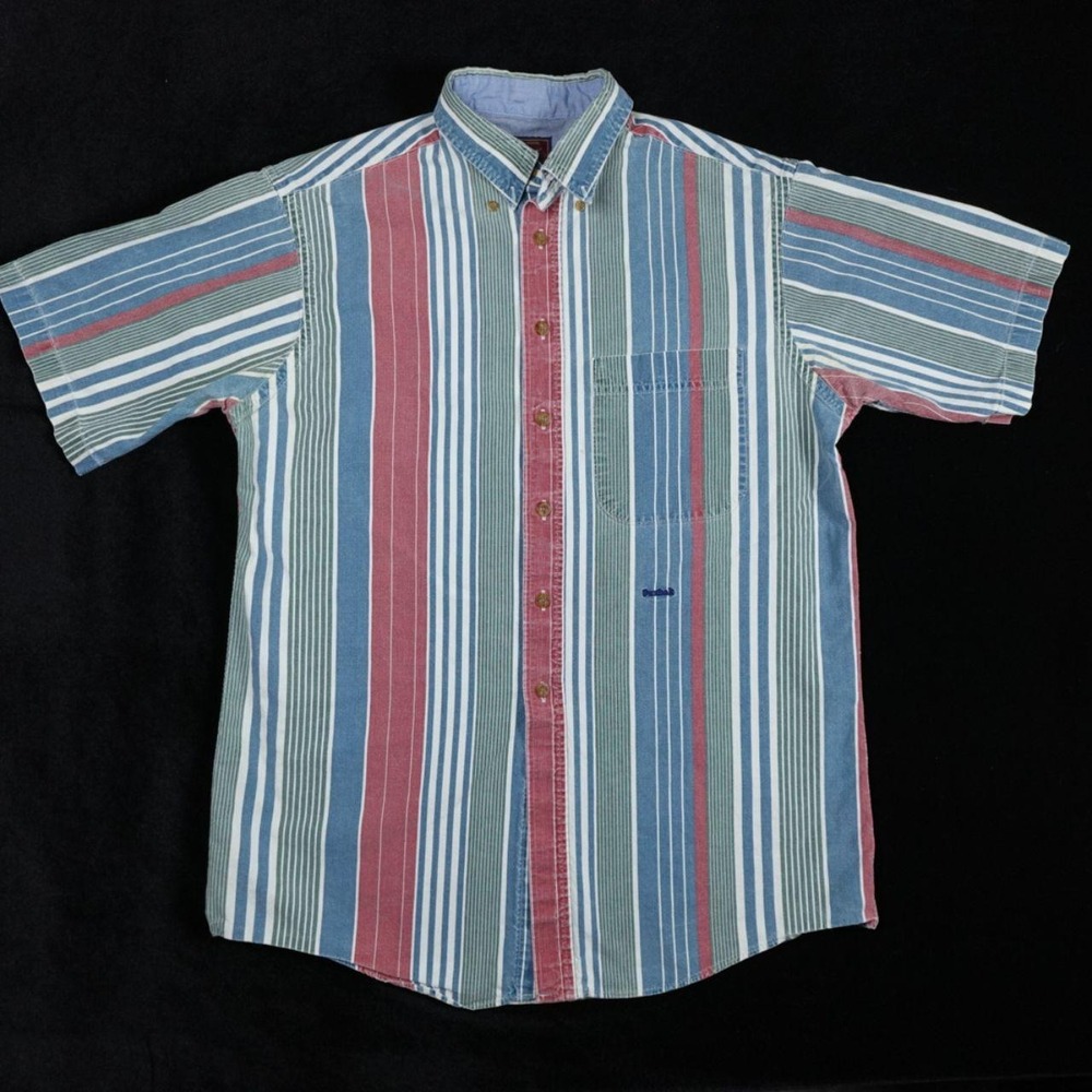Vintage Duxbak Striped Multicolor Button Up Shirt Mens XL (23x31)
